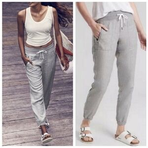 Athleta Cabo Tide Linen Jogger Pants Ankle Size 6 Gray